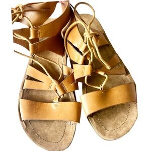 Bamboo Leather Women Sandals  Size 9- Natural Brown